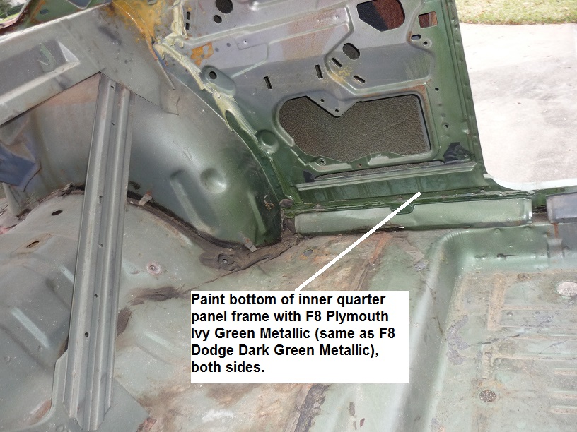 Attached picture Body paint notes.  F8 Dark Green on quarter panels interior..jpg